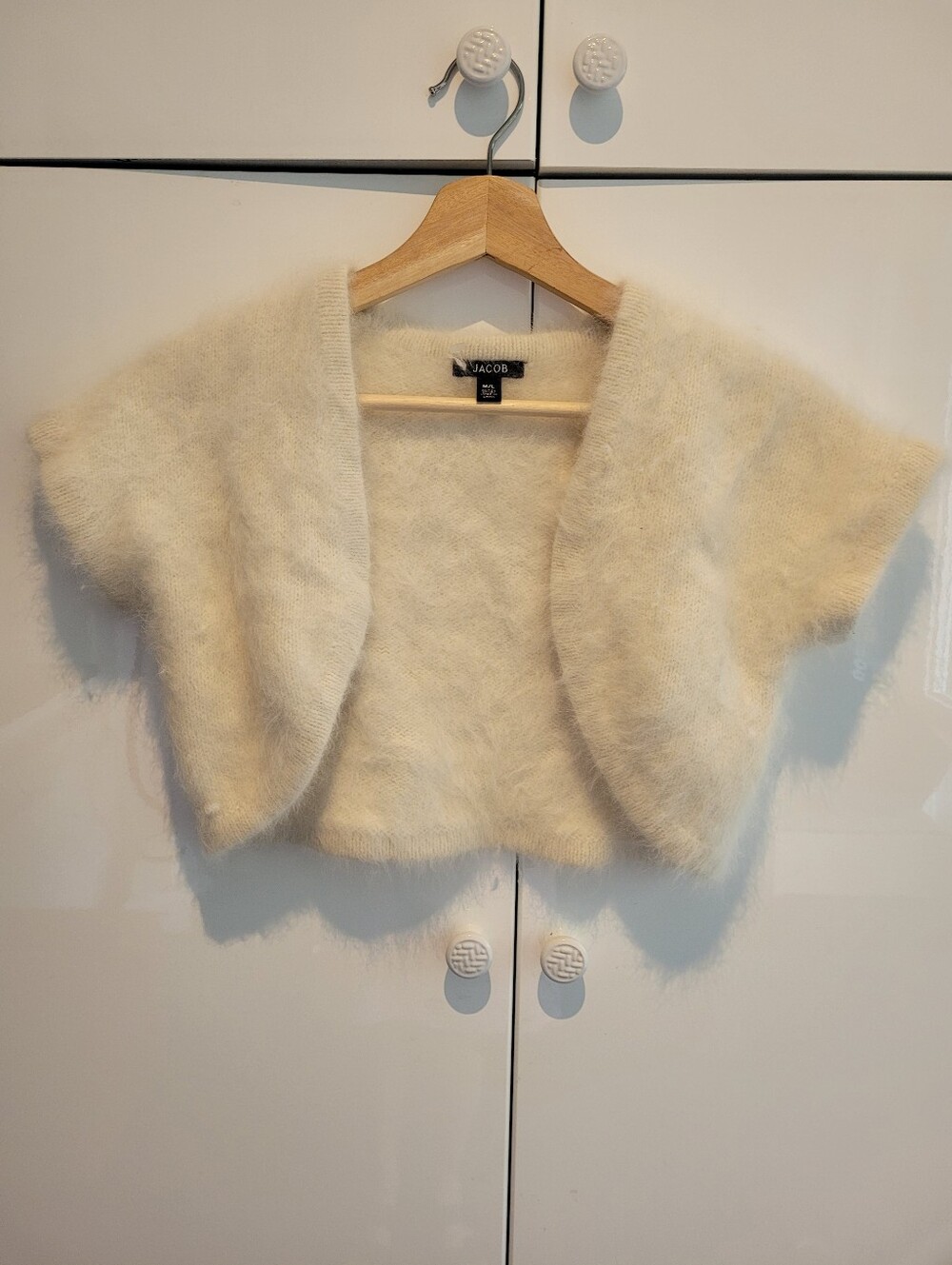 Vintage 90s Jacob Angora Ivory Sweater/ Shrug Suze M